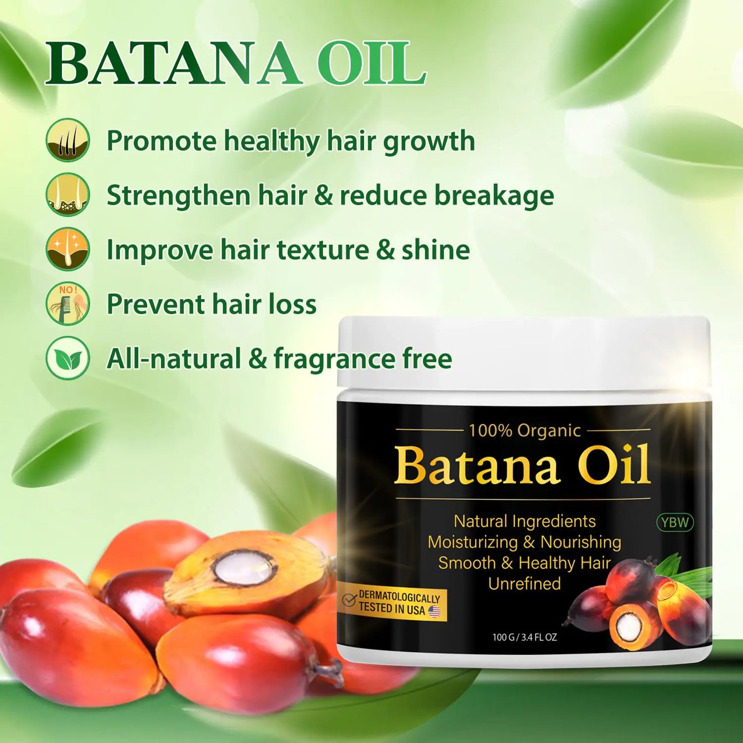 100% Natural Raw Batana Oil for Hair Growth, Dr. Sebi Hair Oil from Honduras, Prevent Hair Loss, Eliminates Split Ends for Men & Women