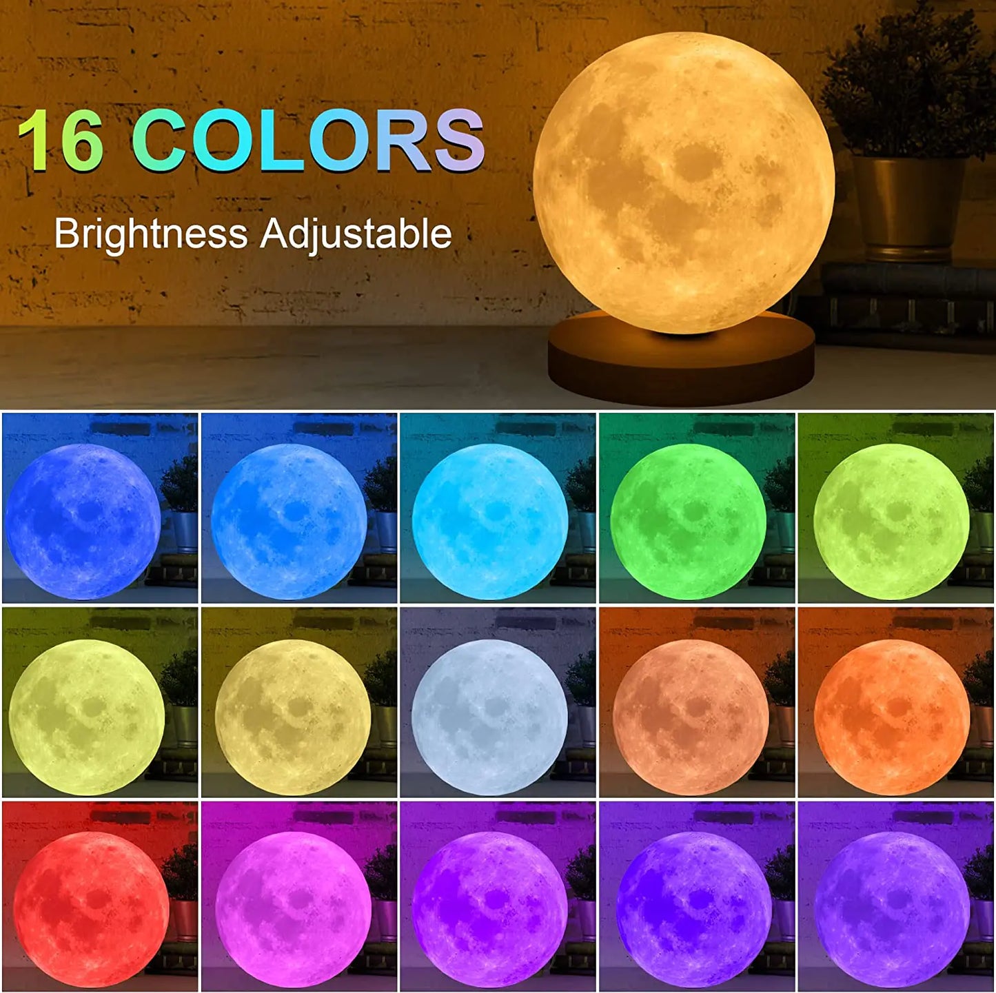 360° Rotating 3D LED Moon Night Lamp